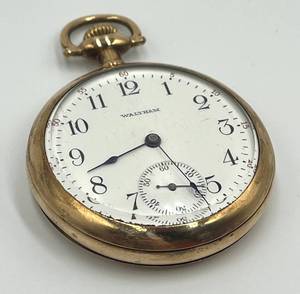 lot 133N image: Vintage Waltham Gold Pocket Watch 15 Jewel with Engraved Case