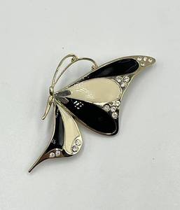 lot 147N image: Bijoux Enamel Butterfly Pin Brooch with Rhinestones