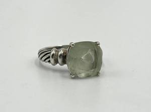 lot 149N image: Sterling Silver Prasiolite Stone Ring Size 10