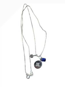 lot 151 image: Sterling Silver Necklace - 18-inch Chain with Blue Gemstone & Spirit Disc Charm