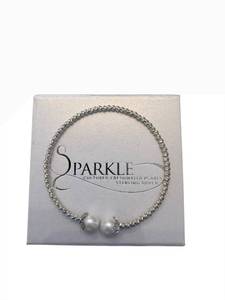 lot 157 image: Sparkle Sterling Silver Cultured Freshwater Pearl Bracelet - 7 in, 8.5-9mm