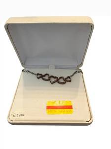 lot 160 image: Mark 925 Sterling Silver Five-Heart Necklace - 18 in Diamond Accents 110 ctw