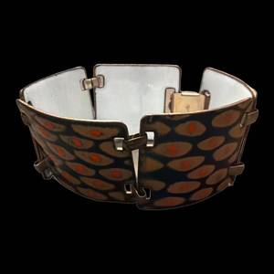 lot 173 image: Delilah 7-Inch Mosaic Square Bracelet with Orange Dots on Navy