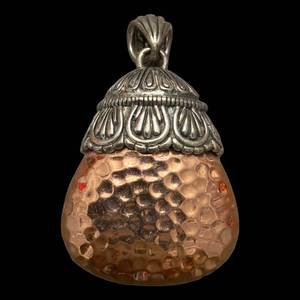 lot 180 image: Barse Thai 925 Sterling Silver Pendant - Hammered Teardrop with Ornate Cap