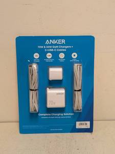 lot 7 image: ANKER 70W & 30W GAN CHARGERS  2x USB-C CABLES