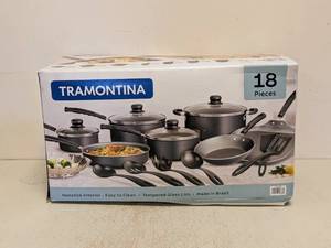 lot 73 image: NEW TRAMONTINA NONSTICK INTERIOR COOKWARE SET 18PC.