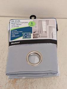 lot 60 image: NEW YOUR ZONE 63 BLACKOUT CURTAIN WITH SHEER OVERLAY- GRAY