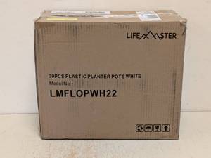lot 135 image: LIFEMASTER 20PC. PLASTIC PLANTER POTS WHITE