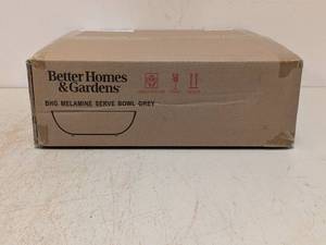 lot 124 image: NEW BETTER HOMES & GARDENS MELAMINE SERVE BOWL GRAY