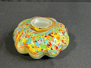 lot 35 image: Colorful Confetti Art Glass Bowl with Scalloped Edge, Approx. 8 Inches Wide - Possibly Murano