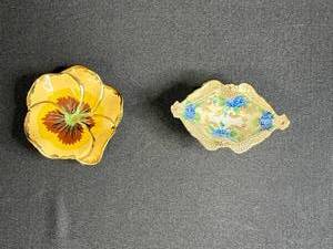 lot 43 image: Pair of Vintage Porcelain Trinket Dishes - Floral Motifs