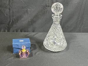 lot 53 image: Crystal Decanter and Faceted Glass Perfume Bottle with Box
