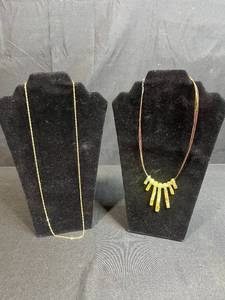 lot 91 image: Sterling Silver Gold-Tone Chain Necklace and Multicolor Statement Necklace Set