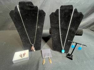 lot 96 image: Set of 3 Necklace and Earring Jewelry Sets with Mixed Stones and Sterling Silver