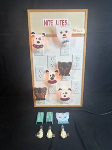 lot 114 image: Collection of Handcrafted Glass Animal Night Lights on Light Up Display Board - untested