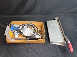 lot 119 image: Soldering Iron Tool Lot with Accessories and Metal Sheet Bending Brake