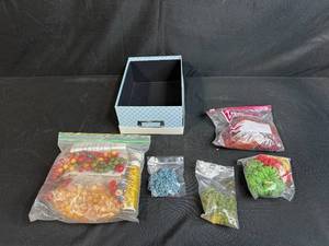lot 134 image: Collection of Assorted Craft Beads and Plastic Rings with Storage Box