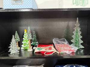 lot 136 image: Christmas Tree Figurine Set, Candle Chimes, and Holiday Decor Collection