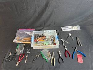 lot 141 image: Large Collection of Hand Tools and Specialty Pliers in Organizer Box