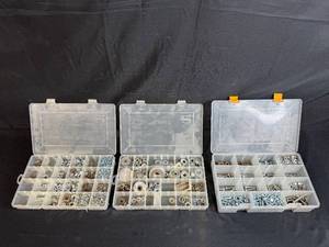 lot 144 image: Set of 3 Organizer Boxes with Assorted Nuts, Bolts, and Washers