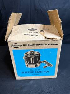 lot 145 image: West Bend 2 Quart Electric Bean Pot Model 3299 with Original Box