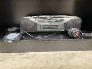 lot 205 image: RCA Stereo Cassette Boombox, 2 Insignia CD Players, and Minelab ML80 Headphones