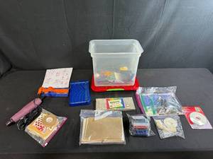 lot 218 image: Art and Craft Supplies Lot with Tools, Pastels, and Accessories