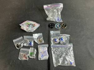 lot 225 image: Assorted Glass Pendant Collection with Hearts, Peace Signs, and Decorative Designs