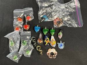 lot 232 image: Collection of Assorted Glass Pendants and Charms, Animal and Floral Designs
