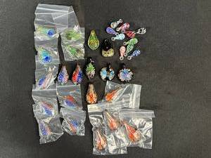 lot 233 image: Collection of Assorted Glass Art Pendants and Charms