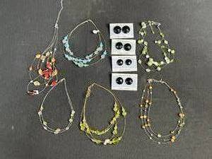 lot 235 image: Collection of Beaded Necklaces and Bohemian Glass Earrings