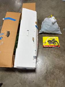 lot 273 image: Artificial Christmas Tree with Franks Nursery Box and BSA Bantam Tin Sign