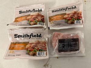 lot 78 image: L. 4x 16oz Smithfield Thinly Sliced Honey Ham