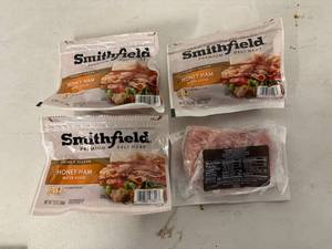 lot 80 image: L. 4x 16oz Smithfield Thinly Sliced Honey Ham