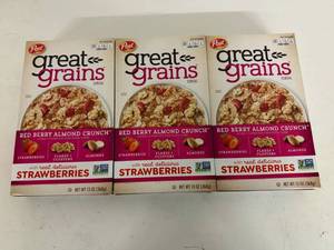 lot 351 image: 5x 1Post Great Grains Cereal-Red Berry Almond Crunch-Best Buy Date 12027