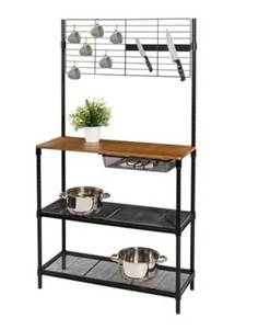 lot 69 image: SSS. Black Kitchen Bakers Rack