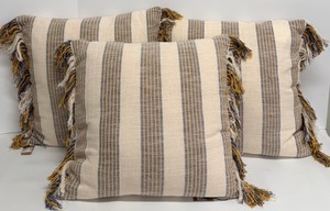 lot 309 image: Creative Co-op Woven Striped Cotton Throw Pillows - Dual Tone Fringe (Lot of 3)