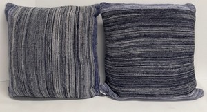 lot 311 image: KAS Knit Throw Pillows 2-Pack Blue & White Stripe - Polyester Fill
