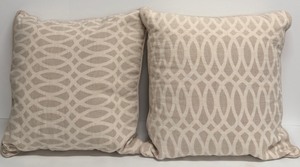 lot 313 image: Villa Pillows - Geo Natural Linen Cover, 100% Cotton Lining (Lot of 2)
