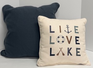 lot 317 image: Pacific Coast Feather Cushion Decorative Throw Pillows - Navy & Beige - 2 Pack