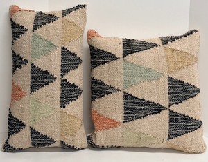 lot 319 image: Neutral Patchwork Pattern Throw Pillow Set of 2&nbsp