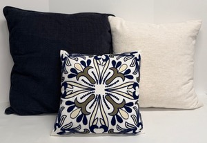 lot 344 image: Scott Living, A&B Home Group Inc & Pacific Coast Throw Pillows - 3 Pillow Set - Navy & Cream & Patterned