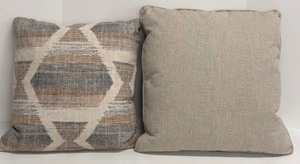 lot 346 image: Throw Pillows - Down Fill - Geometric &amp Solid - Set of 2