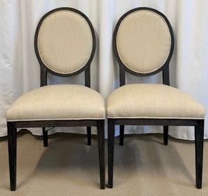 lot 11 image: Classic Concepts INC - Pair of Oval-Back Upholstered Chairs&nbsp
