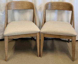lot 25 image: Danish Oak Dining Chairs - Pair, Mid-Century Modern (Matches Lot 26)