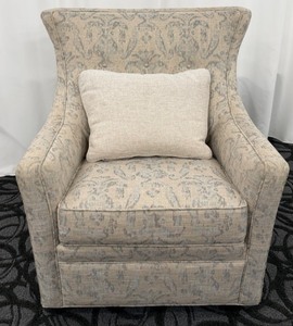 lot 50 image: Jessica Charles Accent Armchair - Beige Damask Upholstery with Pillow and Armrest Covers(Matches lot 51)