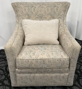 lot 51 image: Jessica Charles Accent Armchair - Beige Damask Upholstery with Pillow and Armrest Covers(Matches Lot 50)