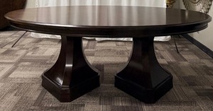 lot 60 image: Oval Dining Table With Double Pedestal Base&nbsp