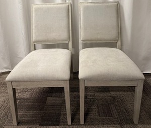 lot 75 image: Legacy Classic Furniture Dining Chairs - Pair, Light Washed Gray Finish (Matches lot 74)