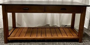 lot 393 image: Console Table with Black Top & 2 Drawers, Slatted Lower Shelf